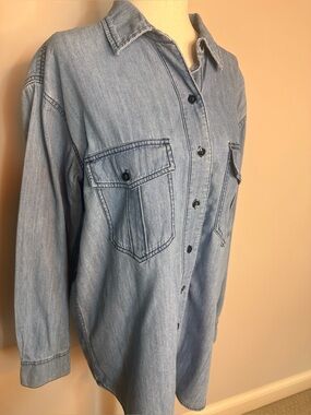 Sz S Free People button down denning chambray shirt cotton oversized